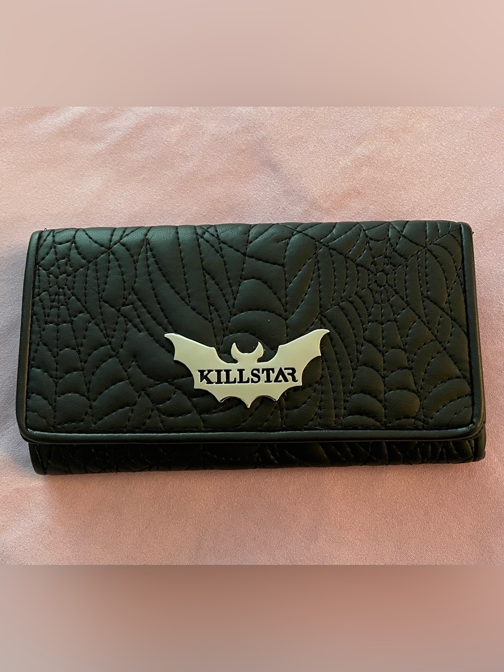 KILLSTAR Black Quilted Spiderweb Bat Wallet Card Holder